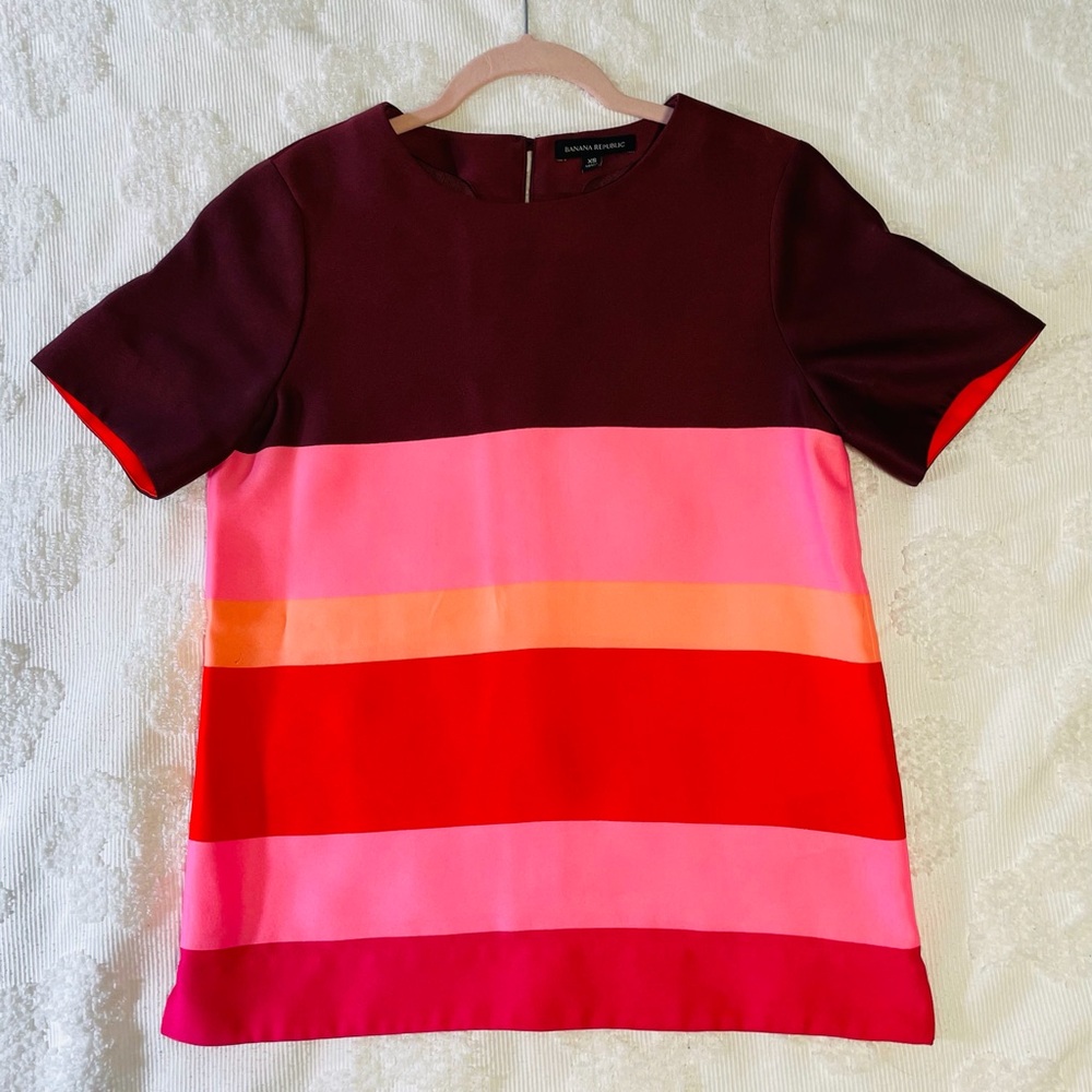 Banana Republic Colorblock Short Sleeve Top Sz XS